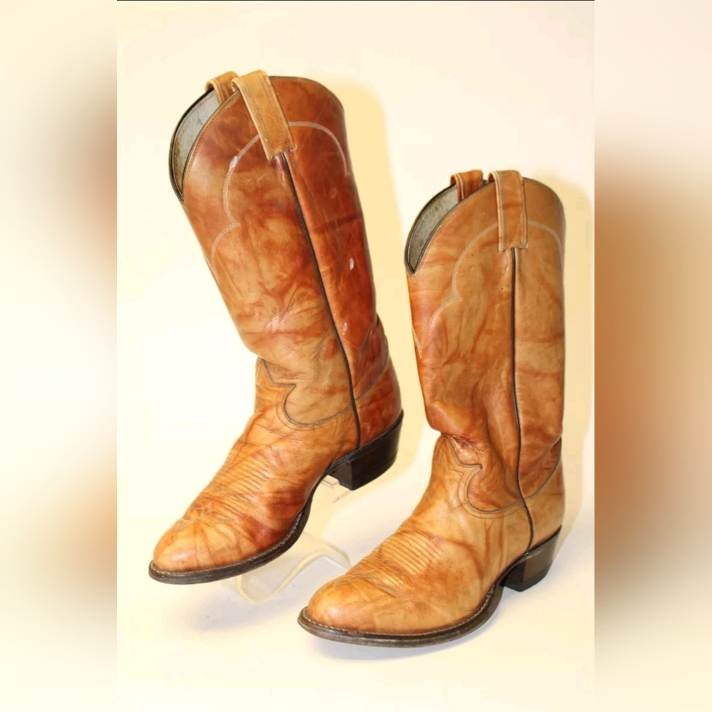 Tony Lama Des Vintage Black Label USA Mens 7 EEE Leather Western Cowboy Boots